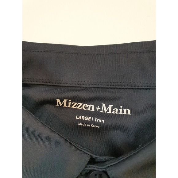 Mizzen+Main Polo Shirt Mens Large Navy Blue Trim Fit Diamond Geometric Print AOP - Picture 2 of 11